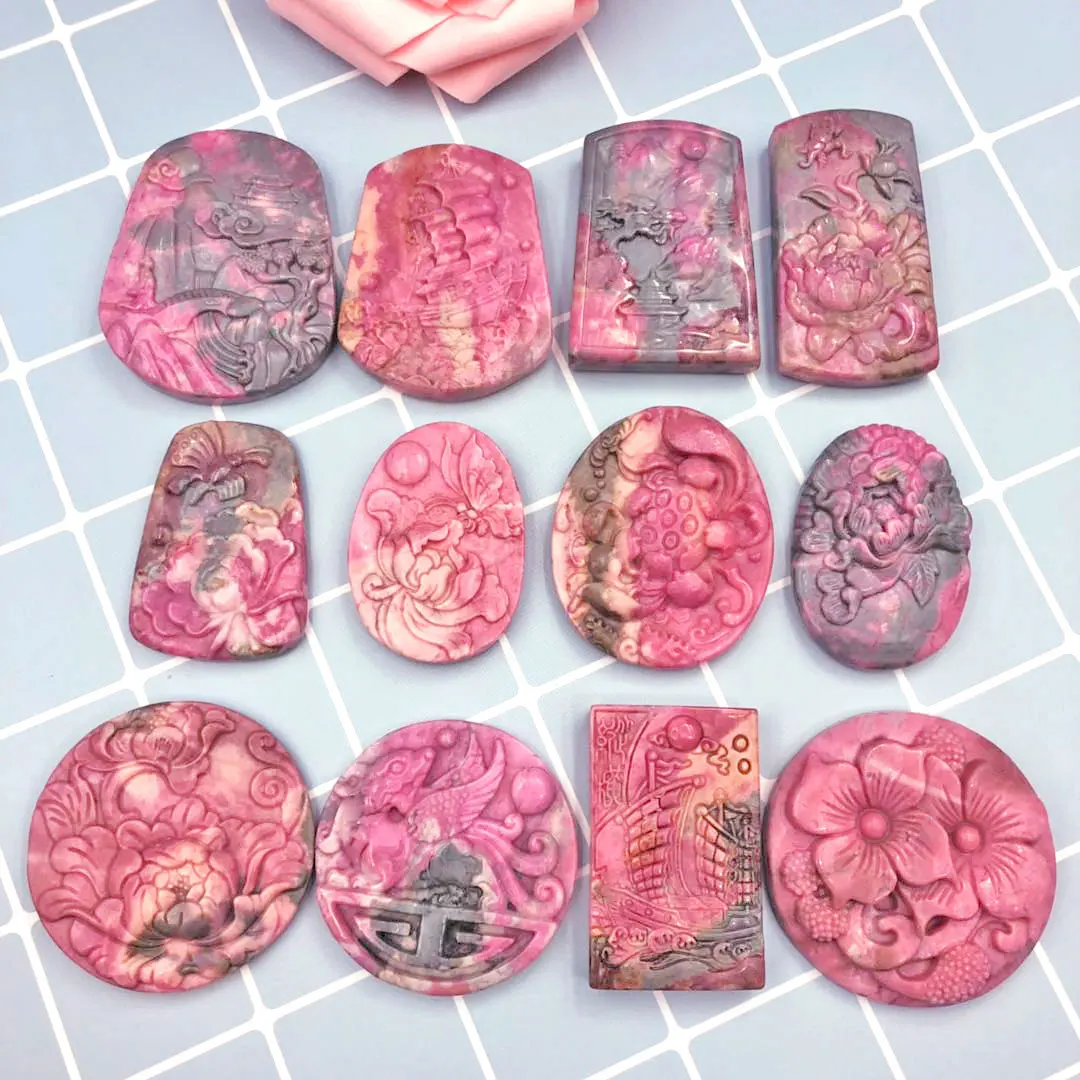 nature Rose stone Pendant Carving Pendant DIY stone nature 
nature Rose stone Pendant Carving Pendant DIY stone nature