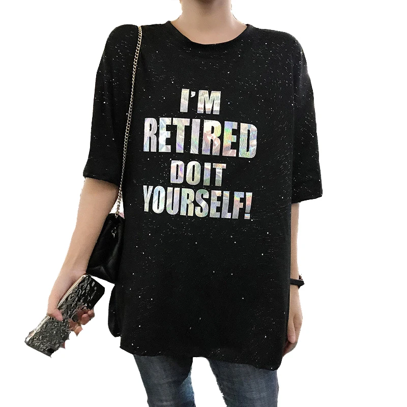 2019 summer new T-shirt female short-sleeved tide large size loose personality sequined shirt T-shirt Korean version of the tops
2019 summer new T-shirt female short-sleeved tide large size loose personality sequined shirt T-shirt Korean version of the tops