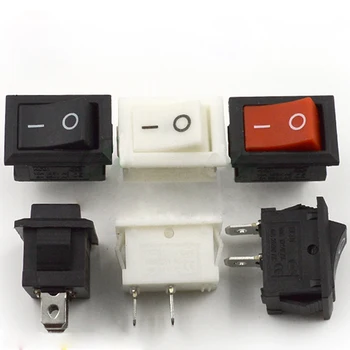 

100pcs Boat Switch 2 Feet Two Files Black and White Red KCD1-B3B 6A250V Power Button Rocker Switch