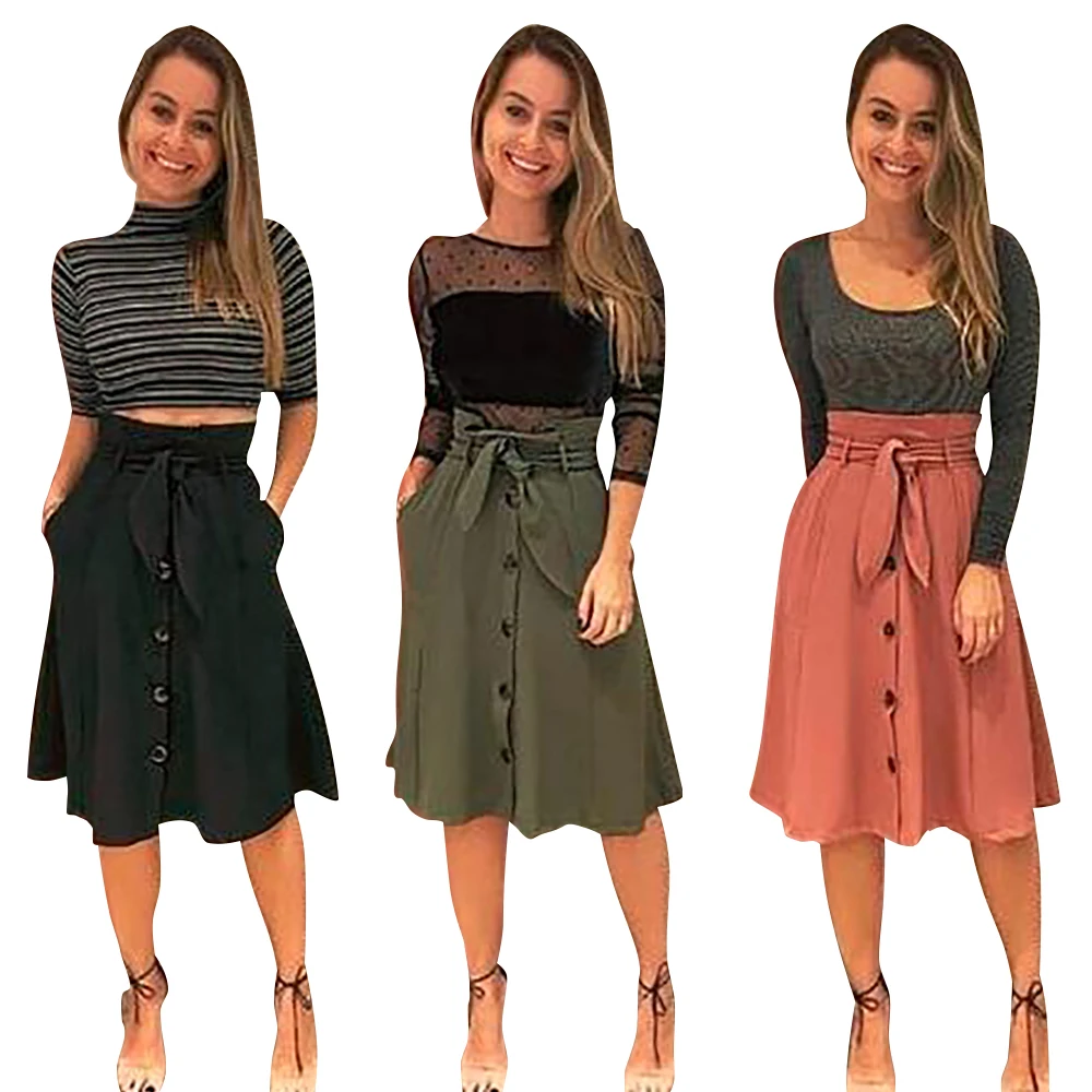 Women Clothes Sexy A Line Midi Skirts High Waist Button Slim Tunic Bandage Lace Up Bow Skirt Casual Loose Fashion Streetwear
Women Clothes Sexy A Line Midi Skirts High Waist Button Slim Tunic Bandage Lace Up Bow Skirt Casual Loose Fashion Streetwear