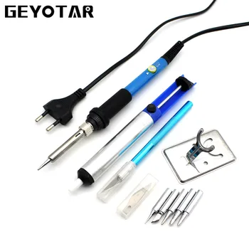Eu Plug 220v 60w Electrical Soldering Iron Adjustable Temperature Gun DIY Welding Rework Repair Tool kit with 5pcs Solder Tips
Eu Plug 220v 60w Electrical Soldering Iron Adjustable Temperature Gun DIY Welding Rework Repair Tool kit with 5pcs Solder Tips