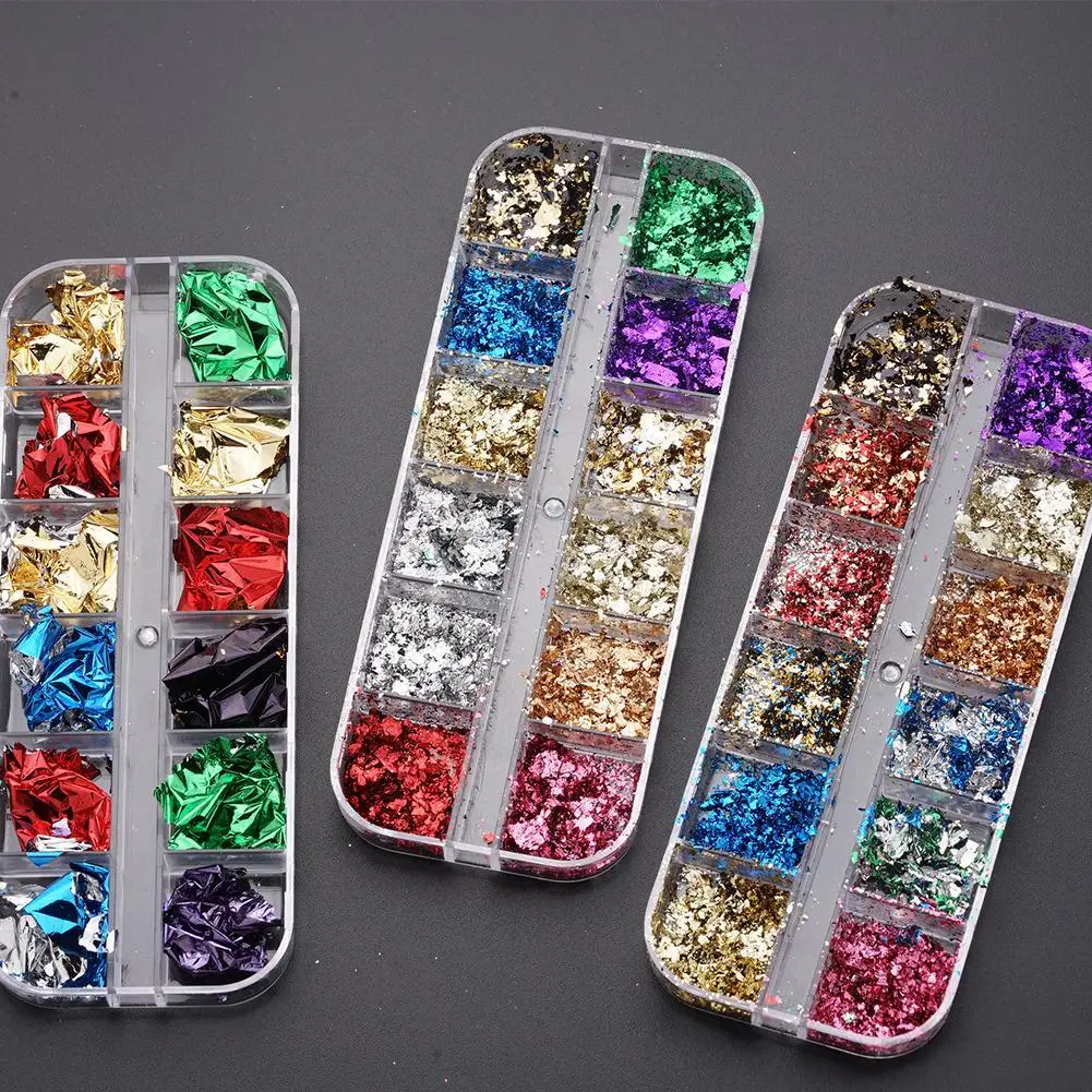 12 Grid Nail Irregular Flakes Gold Silver Pigment Nail Art Decoration Sequins Paillette Aluminum Mirror Glitter Foil Paper
12 Grid Nail Irregular Flakes Gold Silver Pigment Nail Art Decoration Sequins Paillette Aluminum Mirror Glitter Foil Paper