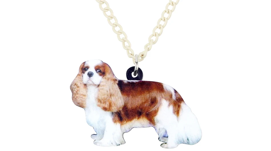 Bonsny Acrylic Elegant Cavalier King Charles Spaniel Dog Necklace Pendant Chain Choker Cute Animal Jewelry For Women Girl Ladies Bonsny Acrylic Elegant Cavalier King Charles Spaniel Dog Necklace Pendant Chain Choker Cute Animal Jewelry For Women Girl Ladies