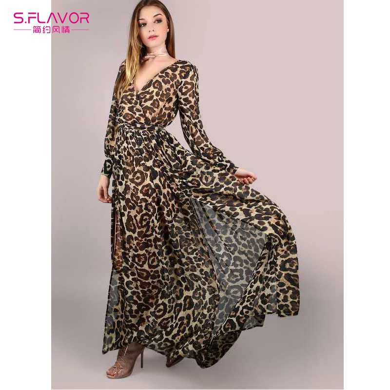 S.FLAVOR Women Leopard Maxi Dress Spring Elegant Sexy Robe Femme Sexy V-neck Full Sleeve High Waist Long Dress Women Club Wear
S.FLAVOR Women Leopard Maxi Dress Spring Elegant Sexy Robe Femme Sexy V-neck Full Sleeve High Waist Long Dress Women Club Wear