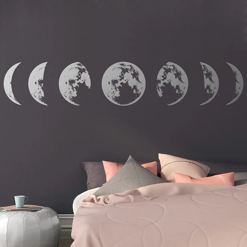 

Moon Phases Wall Decal Home Decorative Arts Moon Phases Pattern Vinyl Wall Sticker Moon Changing Style Removable Murals AZ609