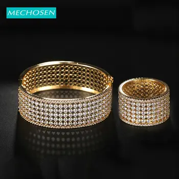 MECHOSEN Luxury Gold Full Zircon Shiny Ring Bangle Jewelry Set For Wedding Party Women's Dubai Bridal Accessories Best Gift 2019
MECHOSEN Luxury Gold Full Zircon Shiny Ring Bangle Jewelry Set For Wedding Party Women's Dubai Bridal Accessories Best Gift 2019