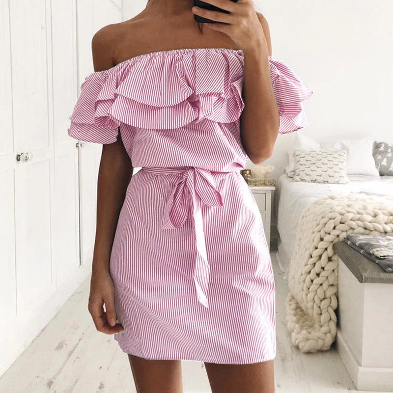 New fashion Mini Dress 2019 summer off-shoulder lotus sleeve large size 3XL print striped cotton blend women dresses 8043
New fashion Mini Dress 2019 summer off-shoulder lotus sleeve large size 3XL print striped cotton blend women dresses 8043