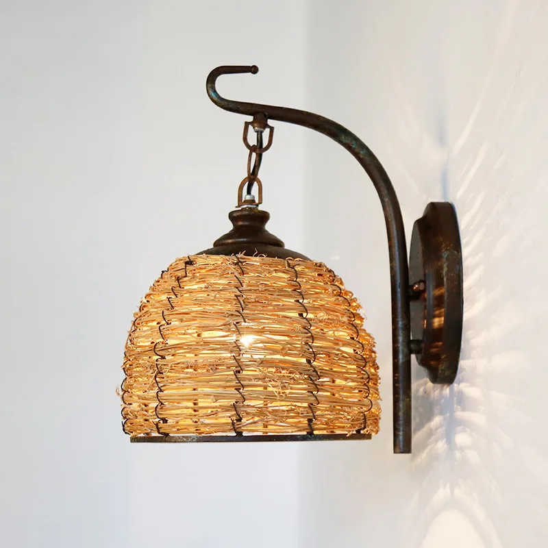 TUDA 28X33cm Free Shipping Creative Hand Made Weaving Rattan Lampshade Wall Lamp Antique Iron Art Wall Lamp Decoration Wall Lamp 
TUDA 28X33cm Free Shipping Creative Hand Made Weaving Rattan Lampshade Wall Lamp Antique Iron Art Wall Lamp Decoration Wall Lamp