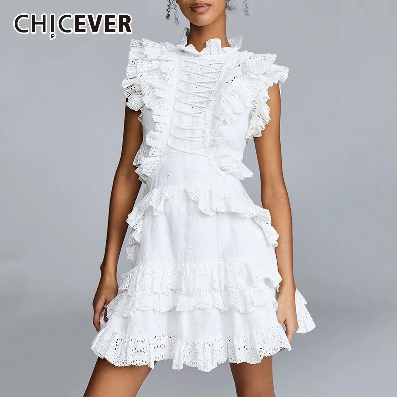 CHICEVER Hollow Out A Line Dresses For Women Stand Collar Sleeveless High Waist Dress Female Fashion New Korean 2019 Summer
CHICEVER Hollow Out A Line Dresses For Women Stand Collar Sleeveless High Waist Dress Female Fashion New Korean 2019 Summer