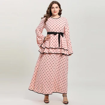 Plus Size Pink Polka Dot Maxi Dresses Women Long Flare Sleeve Double Layer Peplum Long Party Dresses Vestidos Muslim Abaya 4XL
Plus Size Pink Polka Dot Maxi Dresses Women Long Flare Sleeve Double Layer Peplum Long Party Dresses Vestidos Muslim Abaya 4XL