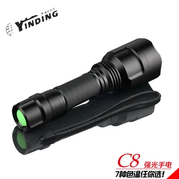 

YINDING C8 Cree XM-L2 T6 1000lumen + LED flashlight 18650 outdoor Waterproof long shots Aluminum Alloy Strong light flashlights