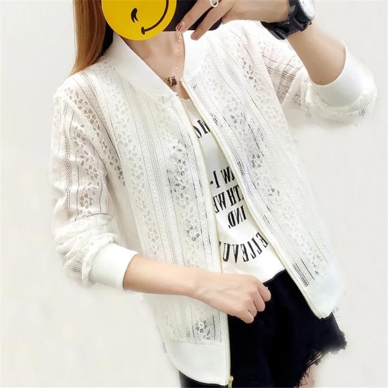 2018 New Spring Autumn Women Short Bomber Coat Thin Hollow Out Lace Jacket Female Long Sleeve Air Conditionin Outwear Tops A1023
2018 New Spring Autumn Women Short Bomber Coat Thin Hollow Out Lace Jacket Female Long Sleeve Air Conditionin Outwear Tops A1023