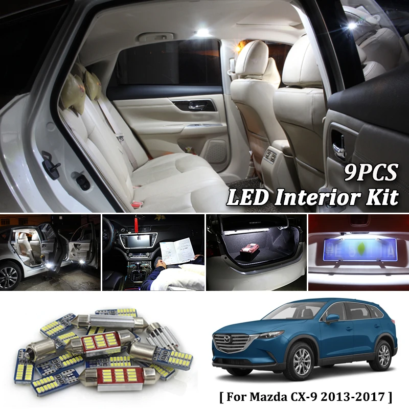9Pcs White Canbus led Car interior lights Package Kit for 2013 2014 2015 2016 2017 Mazda CX-9 CX9 led interior Dome Trunk lights
9Pcs White Canbus led Car interior lights Package Kit for 2013 2014 2015 2016 2017 Mazda CX-9 CX9 led interior Dome Trunk lights