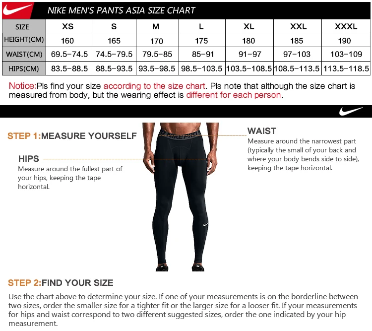 Nike Clothing Size Chart