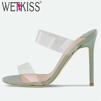 WETKISS Transparent Pvc Slippers 2019 New Women Slides Thin High Heels Shoes Female Summer Party Mules Shoes Fashion Shoes Lady
WETKISS Transparent Pvc Slippers 2019 New Women Slides Thin High Heels Shoes Female Summer Party Mules Shoes Fashion Shoes Lady