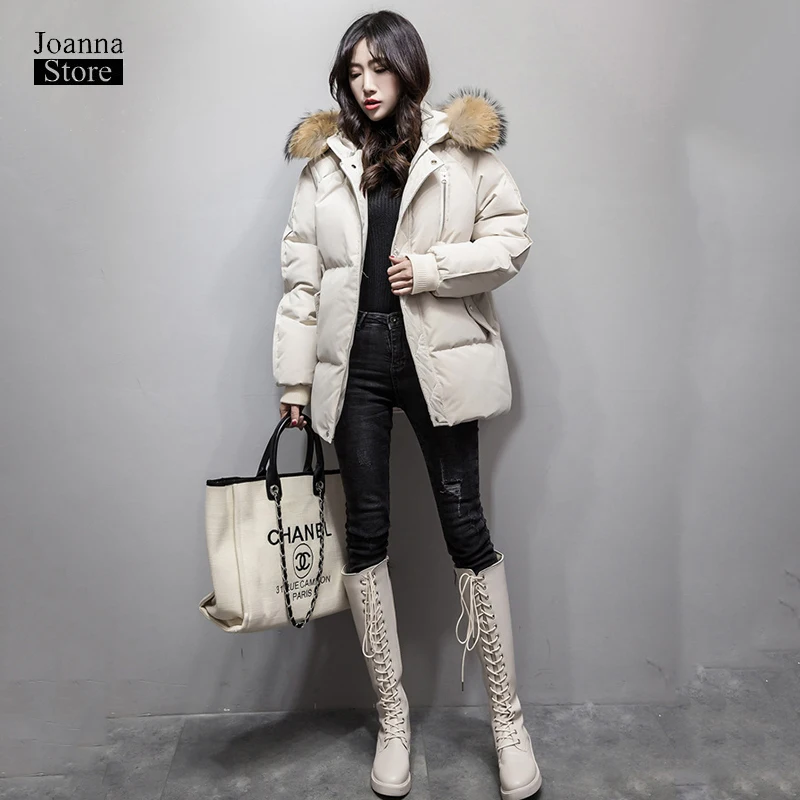 Raccoon fur collar down jacket women plus size jackets winter warm streetwear solid color outwear korean style overcoat hot park
Raccoon fur collar down jacket women plus size jackets winter warm streetwear solid color outwear korean style overcoat hot park