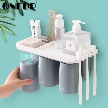 ONEUP Magnetic Bathroom Set Suction Cup Toothbrush Holder With Wash Cup Hanging Cosmetic Razor Storage Rack Bathroom Accessories
ONEUP Magnetic Bathroom Set Suction Cup Toothbrush Holder With Wash Cup Hanging Cosmetic Razor Storage Rack Bathroom Accessories