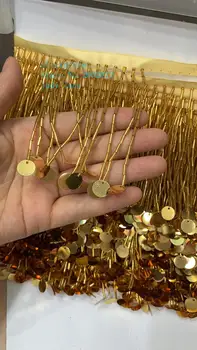 stock 10yard/bag 10cm Gold beaded round sequined pendant tassel ribbon used for fashion dress stage decoration ym210#
stock 10yard/bag 10cm Gold beaded round sequined pendant tassel ribbon used for fashion dress stage decoration ym210#