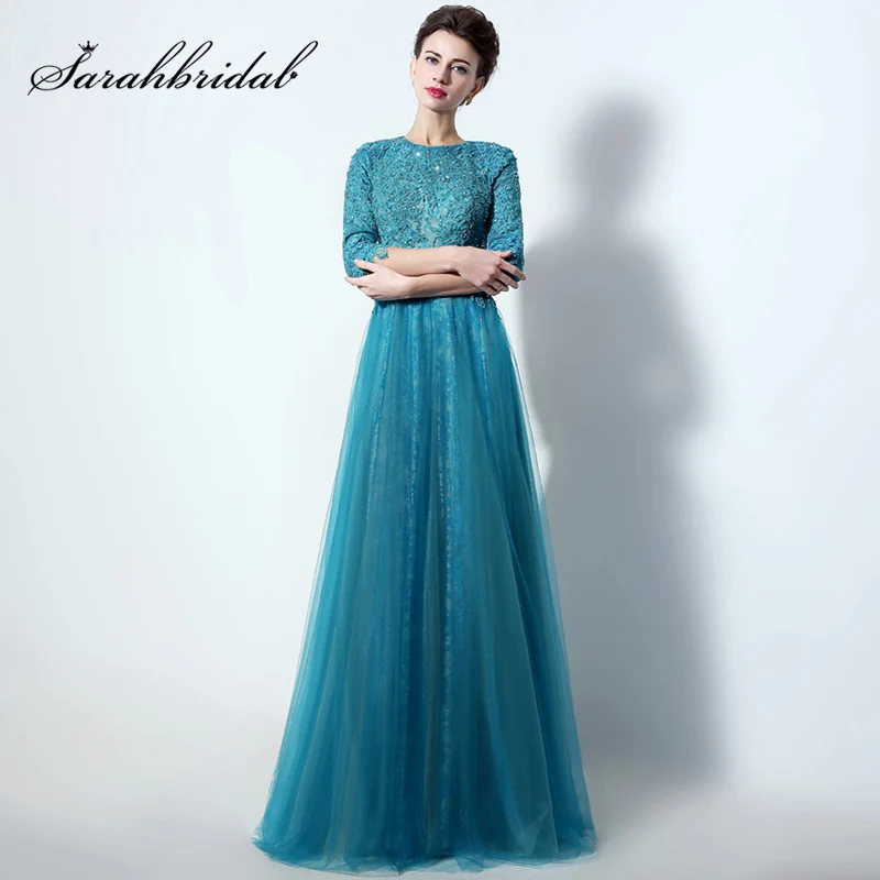 Elegant Half Sleeve Lace Appliques Formal Evening Dresses with Beaded Pearls Tulle Long Open Back Mother of Bride Dress LX016
Elegant Half Sleeve Lace Appliques Formal Evening Dresses with Beaded Pearls Tulle Long Open Back Mother of Bride Dress LX016