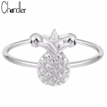 40% Off Silver Gold Plated Pineapple Ring Justable Alloy Metal Fruit Jewelry For Women Wedding Band Party Luxury Drop Shipping