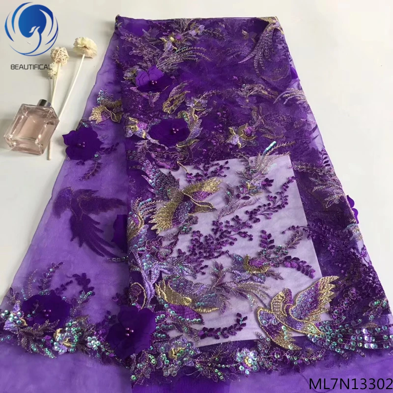 Beautifical 3d lace fabric african tulle lace fabrics with beads 2019 high quality laces fabrics with sequins 5yards/lot ML7N133 
Beautifical 3d lace fabric african tulle lace fabrics with beads 2019 high quality laces fabrics with sequins 5yards/lot ML7N133