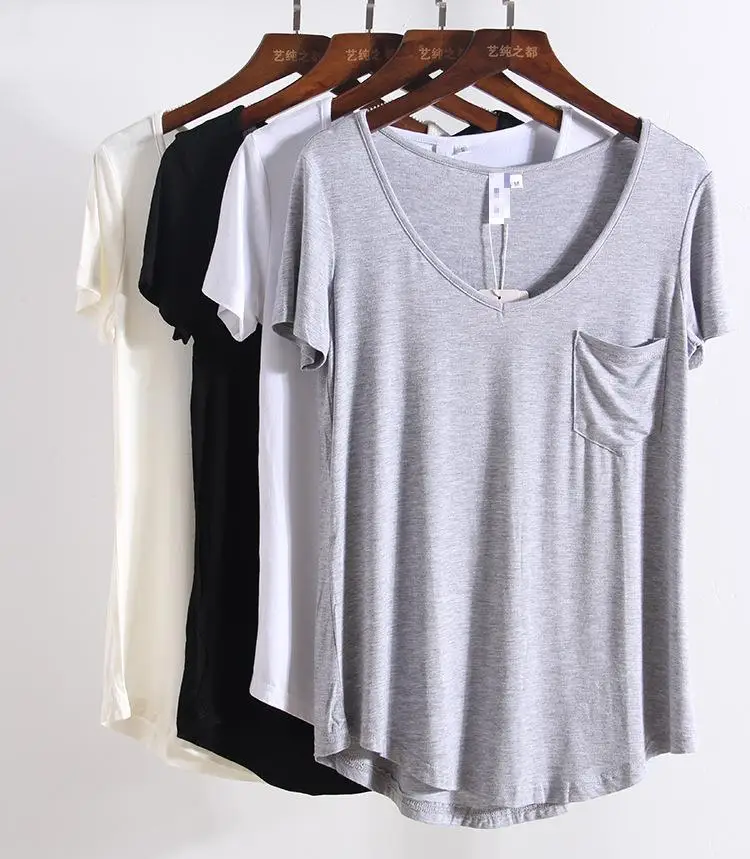 S-4xl Plus Size Women T-shirt Casual Solid Modal V Neck Short Sleeve T shirts Solid Casual Shirts Top Bottoming Free Style
S-4xl Plus Size Women T-shirt Casual Solid Modal V Neck Short Sleeve T shirts Solid Casual Shirts Top Bottoming Free Style