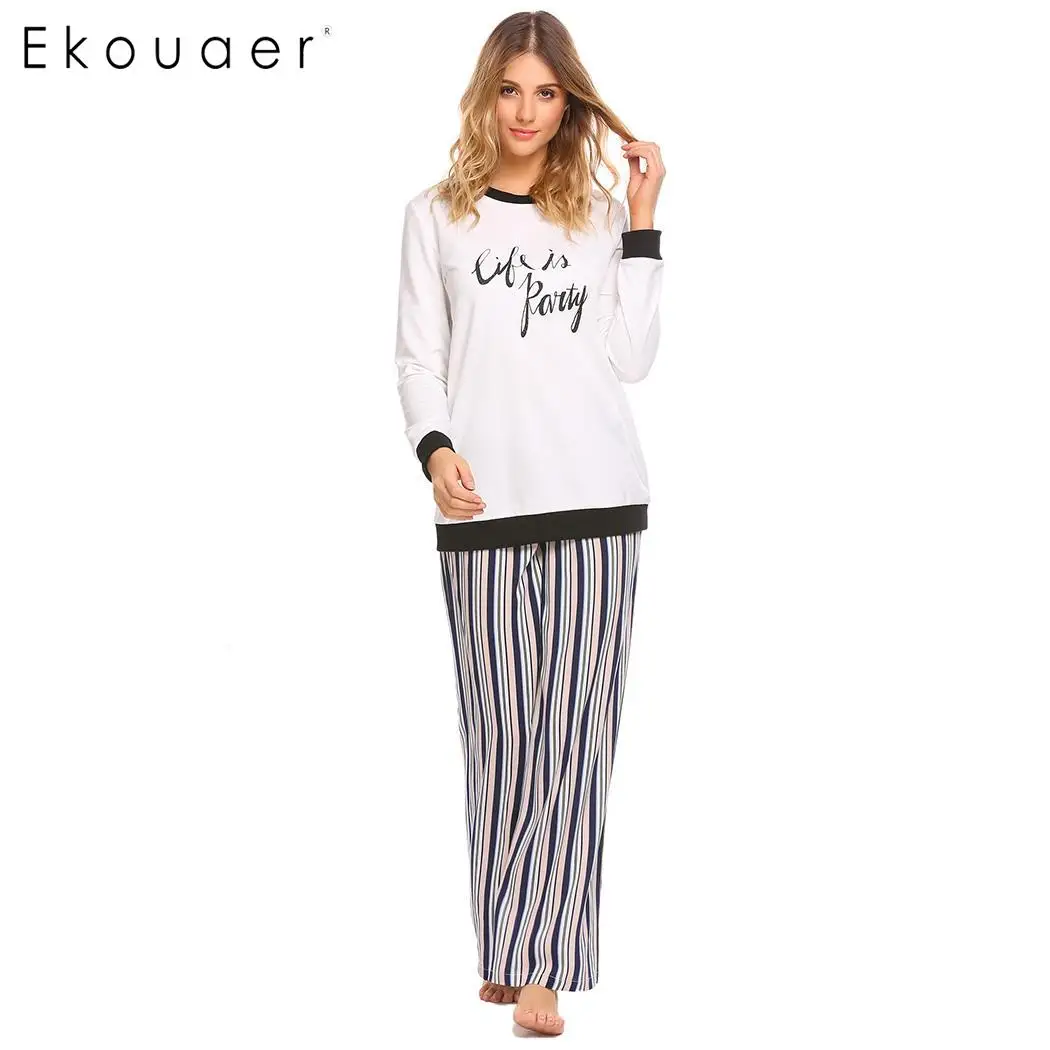 Ekouaer Womens Sleepwear Pajama Set Pijama Feminino Long Sleeve Round Neck Long Patchwork Sweatshirt Striped Pants Pajamas Sets
Ekouaer Womens Sleepwear Pajama Set Pijama Feminino Long Sleeve Round Neck Long Patchwork Sweatshirt Striped Pants Pajamas Sets