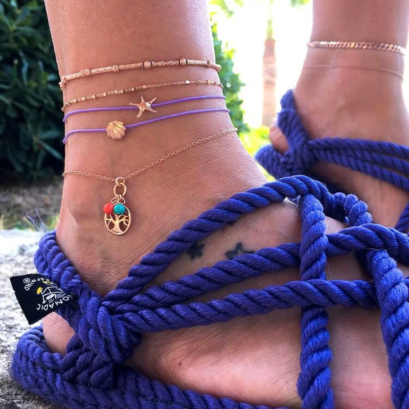 Tocona Handmade Gold Shell Star Tree Anklet Purple String Multi-layer Anklets Foot Chains Jewelry For Women 8024
Tocona Handmade Gold Shell Star Tree Anklet Purple String Multi-layer Anklets Foot Chains Jewelry For Women 8024