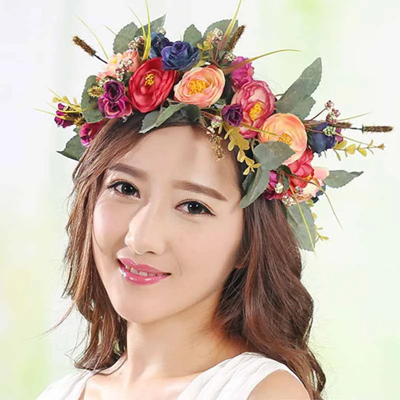 Handmade Colorful Rose Headband for women Flower Leaves Wreath Crown Cute Girl Garland Hairband Wedding Bride Headpiece tiaras
Handmade Colorful Rose Headband for women Flower Leaves Wreath Crown Cute Girl Garland Hairband Wedding Bride Headpiece tiaras
