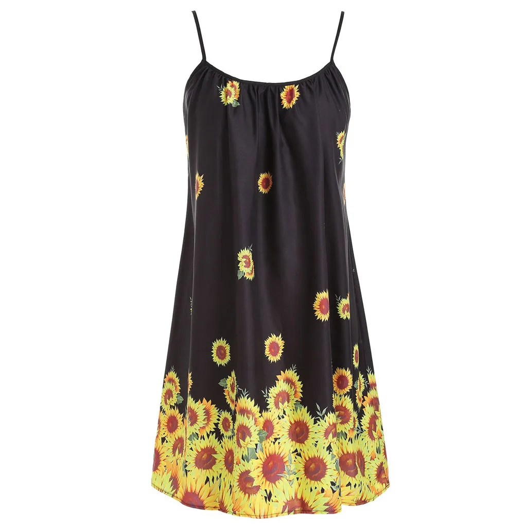 Womens Fashion Sleeveless Strap Sunflower Print Black Cami Mini Dress Boho SunDress Summer Clothing Female Girl's Shirts Dresses
Womens Fashion Sleeveless Strap Sunflower Print Black Cami Mini Dress Boho SunDress Summer Clothing Female Girl's Shirts Dresses