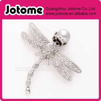 

Silver Pearl Dragonfly Brooch ,Wedding Bridal Bouquet Grey Pearl Broaches , DIY Jewelry Crystal Dragonflies Brooches