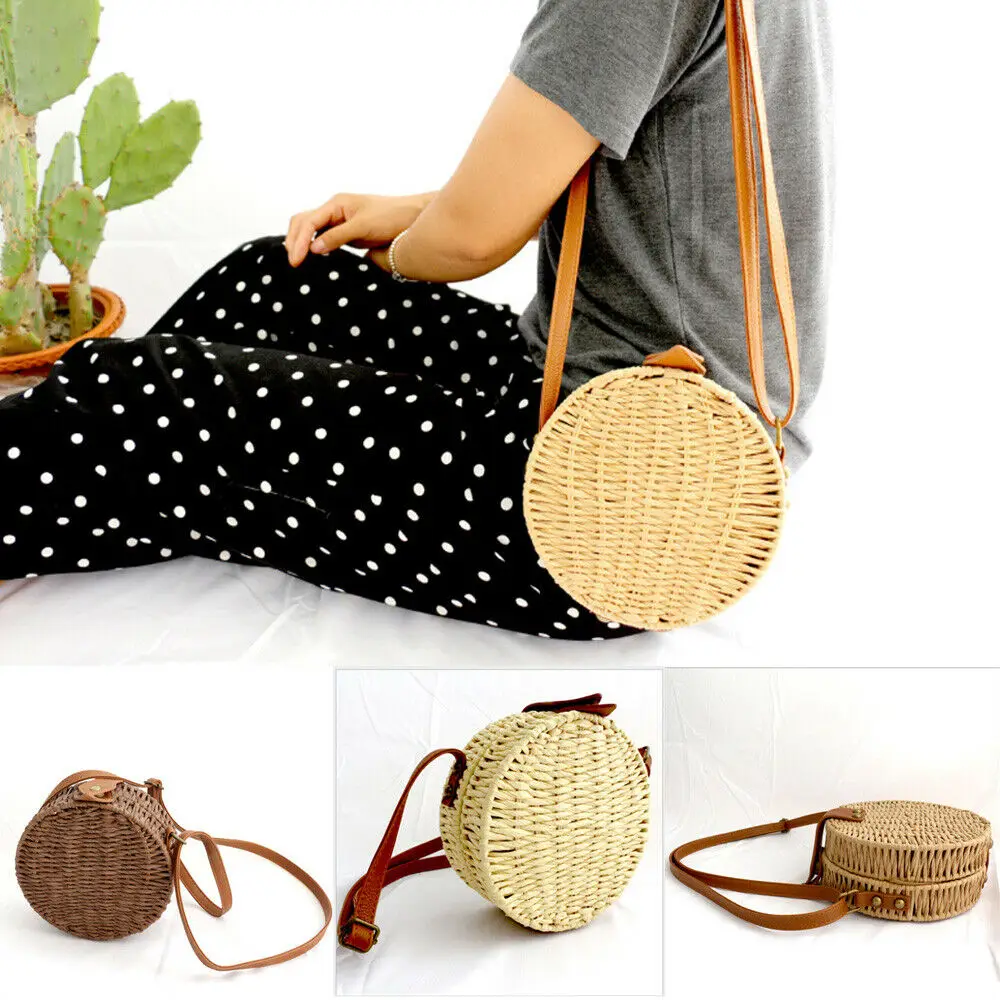 2019 Hot Vintage Handmade Rattan Woven Shoulder Bags PU Straps Hasp Holiday Beach Crossbody Bag Messengers Women Round Handbag
2019 Hot Vintage Handmade Rattan Woven Shoulder Bags PU Straps Hasp Holiday Beach Crossbody Bag Messengers Women Round Handbag