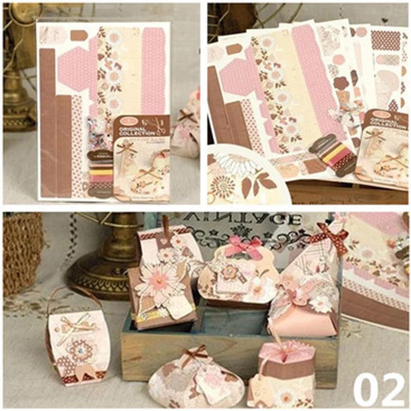 Image Vintage DIY Small Gift Box Making Kit,8 Designs Handmade Origami Paper Gift Box For Small Gifts Ideas