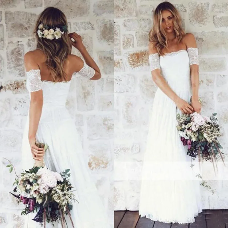 2019 Vintage Lace Bohemain Beach Wedding Dresses off the Shoulder Short Sleeves Custom Made Beach Bridal Gowns vestidos de novia
2019 Vintage Lace Bohemain Beach Wedding Dresses off the Shoulder Short Sleeves Custom Made Beach Bridal Gowns vestidos de novia