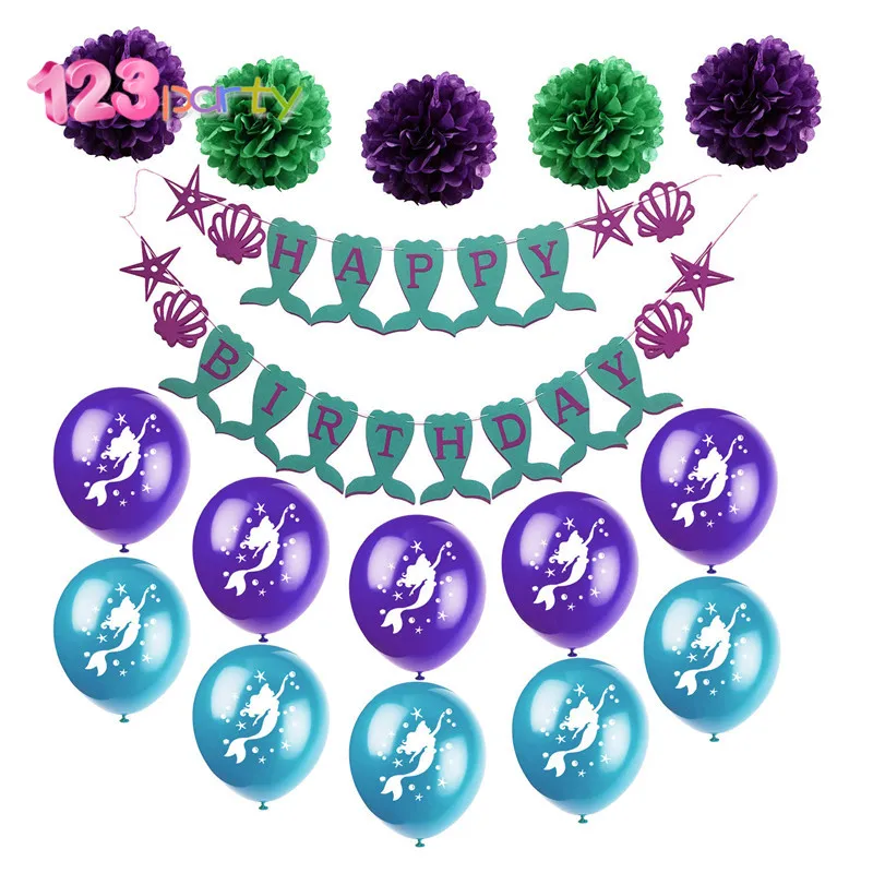 123 Party Pretty Purple Mermaids Theme Party Garland Girl Boy Birthday Party Hat Latex Ballons Baby Shower Cake Topper Decor
123 Party Pretty Purple Mermaids Theme Party Garland Girl Boy Birthday Party Hat Latex Ballons Baby Shower Cake Topper Decor