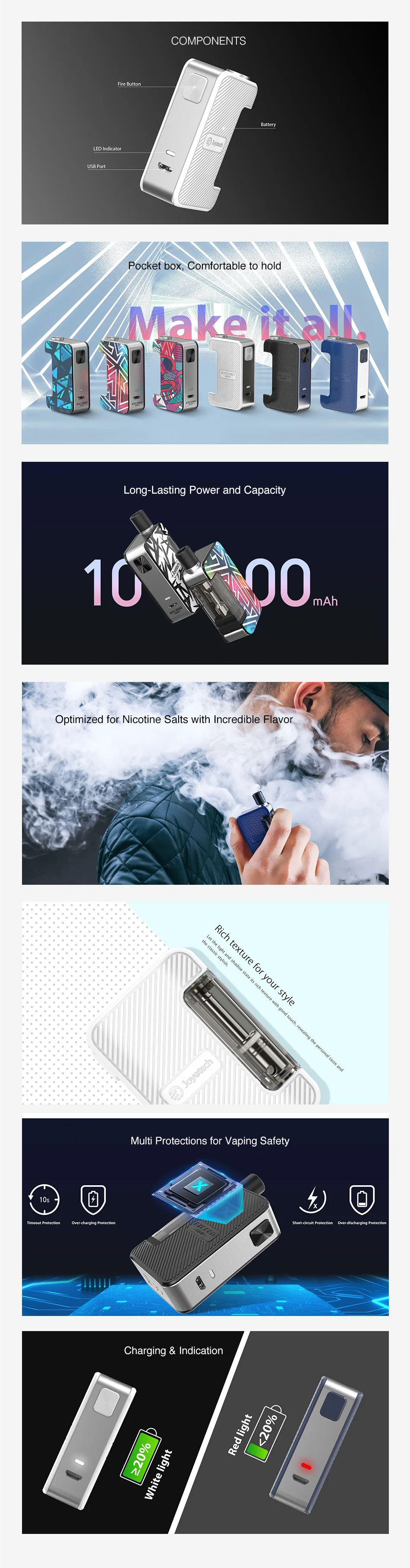 100% Original Joyetech Exceed Grip 1000mAh Built-in Battery with Intelligent Variable Voltage Output Vape vs ULTEX T80/eGo AIO