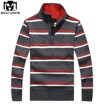 MIACAWOR New Men Sweaters Autumn Winter Warm Cashmere Sweater Thicken Wool Pullover Fashion Striped Knitwear Sweater Y078
MIACAWOR New Men Sweaters Autumn Winter Warm Cashmere Sweater Thicken Wool Pullover Fashion Striped Knitwear Sweater Y078