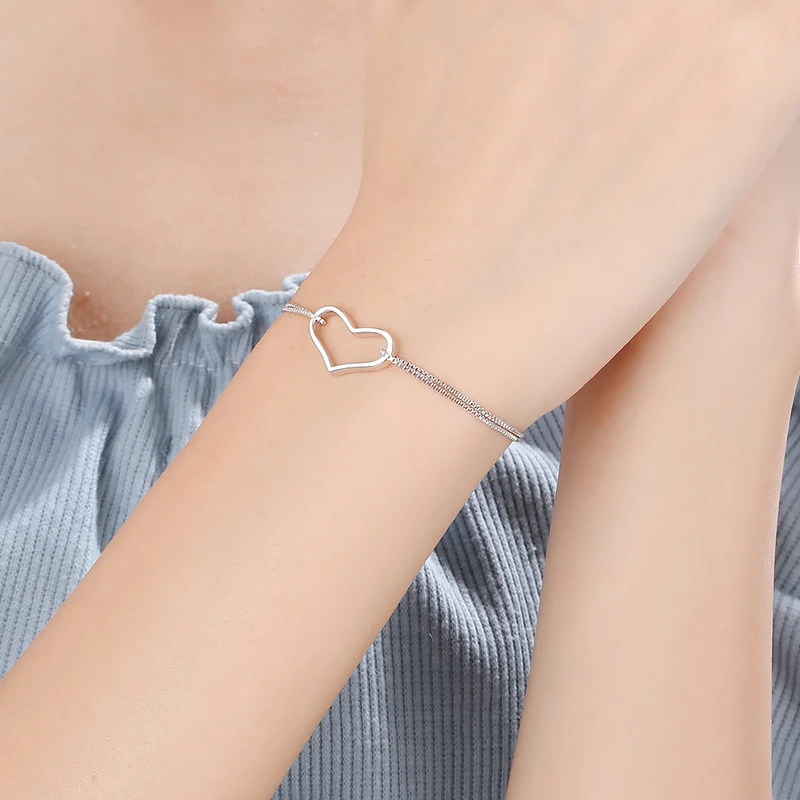 Cute Heart Bracelets For Women Jewelry Top Quality 925 Sterling Silver Double Layer Bracelet Female Princess Birthday Gift
Cute Heart Bracelets For Women Jewelry Top Quality 925 Sterling Silver Double Layer Bracelet Female Princess Birthday Gift