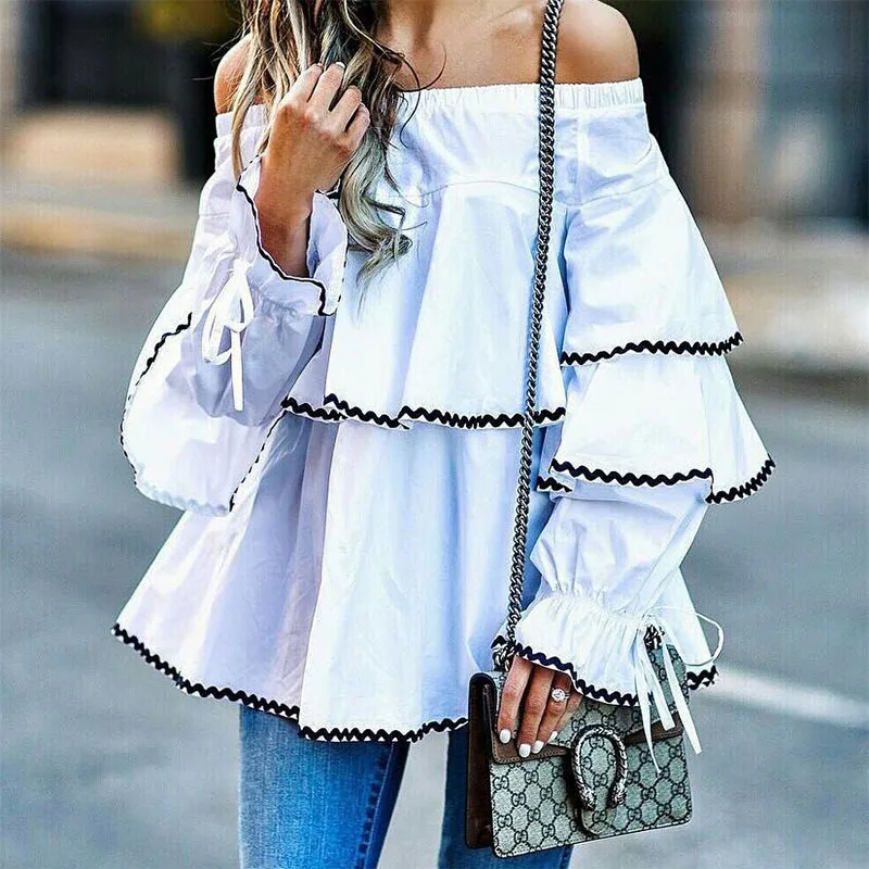 Elegant Women Summer Butterfly Slash Neck off Shoulder Shirts 2017 Foreign Trade AliExpress New Style Women Boat/Bateau Neckline
Elegant Women Summer Butterfly Slash Neck off Shoulder Shirts 2017 Foreign Trade AliExpress New Style Women Boat/Bateau Neckline