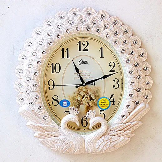Free shipping creative home decorations Campus peacock fashion wall clock watch silent living room bedroom | Дом и сад
