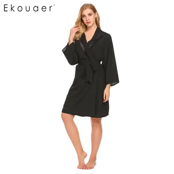 Ekouaer Women Casual Robe Kimono Front Open Stitch Long Sleeve Lace Patchwork Hollow Out Bathrobe Femme Sleep Dressing Gown
Ekouaer Women Casual Robe Kimono Front Open Stitch Long Sleeve Lace Patchwork Hollow Out Bathrobe Femme Sleep Dressing Gown