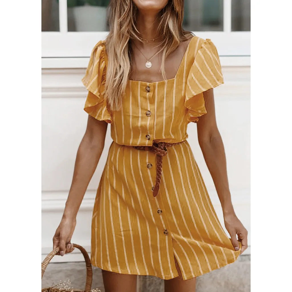 Women Summer Holiday Strappy Striped Boho Dress robe femme Robe Belt Sun stripe dress summer dress
Women Summer Holiday Strappy Striped Boho Dress robe femme Robe Belt Sun stripe dress summer dress