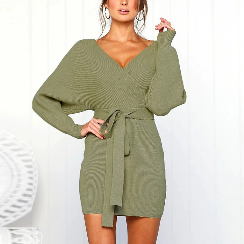 UZZDSS Women Dress 2019 Knitted Mini Dress Autumn Winter Ladies Sexy Green Sweater Dress Long Sleeve Vintage Korean
UZZDSS Women Dress 2019 Knitted Mini Dress Autumn Winter Ladies Sexy Green Sweater Dress Long Sleeve Vintage Korean