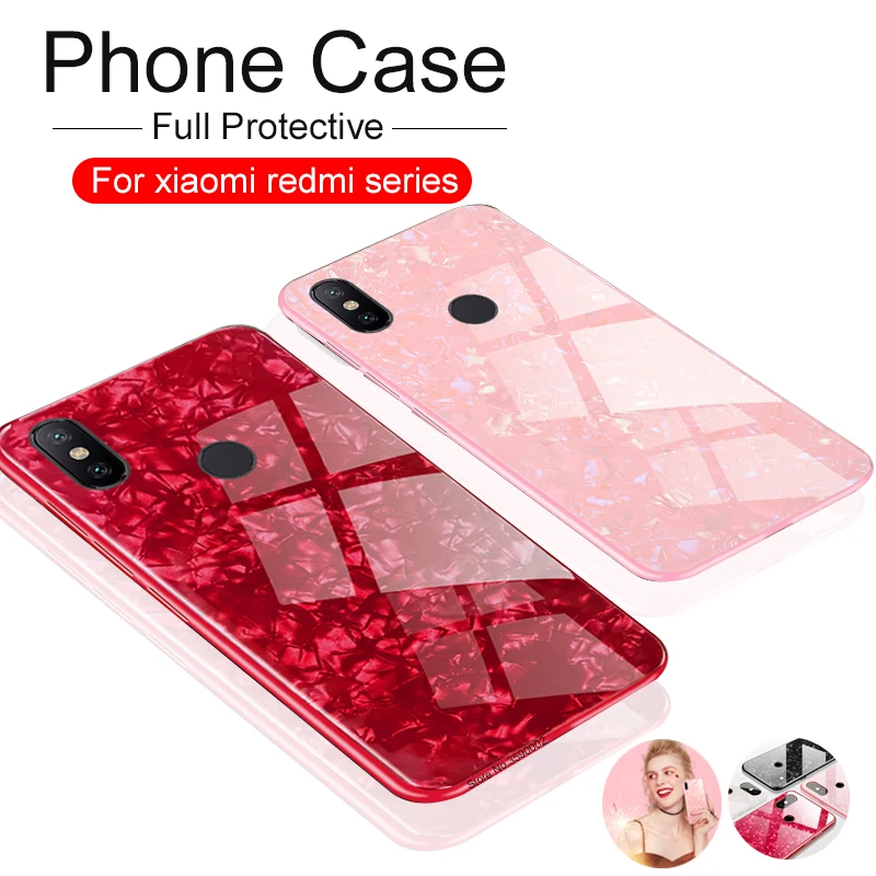 

Tempered Glass Case For Xiaomi redmi note 5 Protective case xiomi redmi 6 pro plus 6A S2 mi a2 lite Case Hard Shell luxury Coque