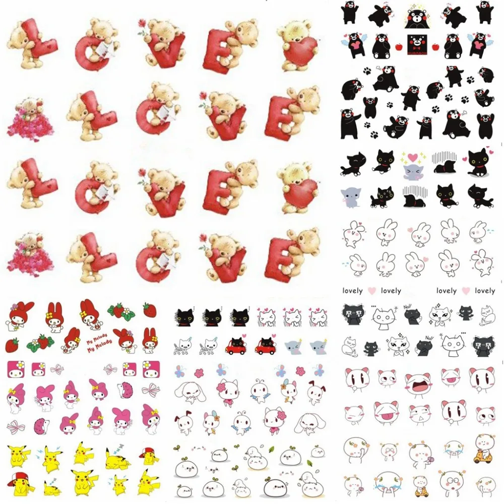 12sheets bear cat design Nail Art Water Transfer decals nail sticker slider tattoo beauty manicure Nail Accessories A1321-1368
12sheets bear cat design Nail Art Water Transfer decals nail sticker slider tattoo beauty manicure Nail Accessories A1321-1368