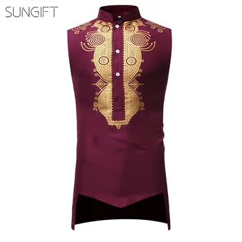 SUNGIFT African Male Top Standing Neck Dashiki Tribal Men T-Shirt Button Sleeveless Irregular Hem Top Summer Cool Man T-Shirt
SUNGIFT African Male Top Standing Neck Dashiki Tribal Men T-Shirt Button Sleeveless Irregular Hem Top Summer Cool Man T-Shirt