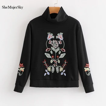 SheMujerSky Women Embroidery Floral Hoodies Black Sweatshirt 2018 Autumn Winter Streetwear sudadera mujer
SheMujerSky Women Embroidery Floral Hoodies Black Sweatshirt 2018 Autumn Winter Streetwear sudadera mujer