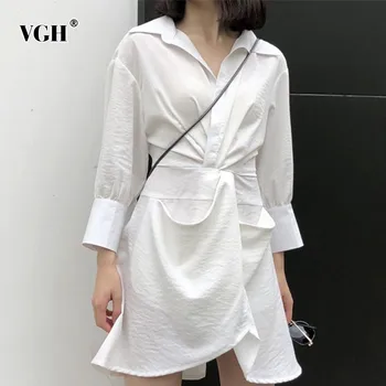 VGH Casual Solid Loose Dress For Women Lapel Collar Long Sleeve Pockets High Waist Female Dresses Fashion New 2020 Summer
VGH Casual Solid Loose Dress For Women Lapel Collar Long Sleeve Pockets High Waist Female Dresses Fashion New 2020 Summer