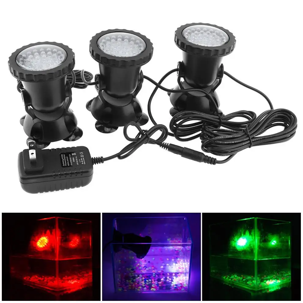 3pcs 12V 36 LED Spotlight Lamp 7 Colors Changing Waterproof for Garden Fountain Fish Tank Pool Pond
3pcs 12V 36 LED Spotlight Lamp 7 Colors Changing Waterproof for Garden Fountain Fish Tank Pool Pond