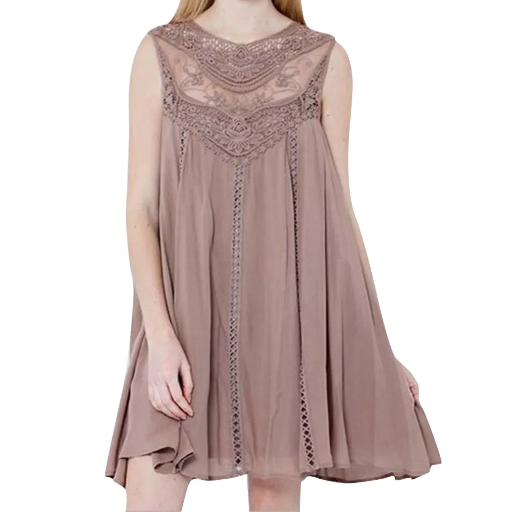 2019 Summer Dress Women Eve ning Dress Girl Casual Solid Lace Stitching O-Neck Sleeveless Chiffon Mini Dress Pr om Dresses
2019 Summer Dress Women Eve ning Dress Girl Casual Solid Lace Stitching O-Neck Sleeveless Chiffon Mini Dress Pr om Dresses